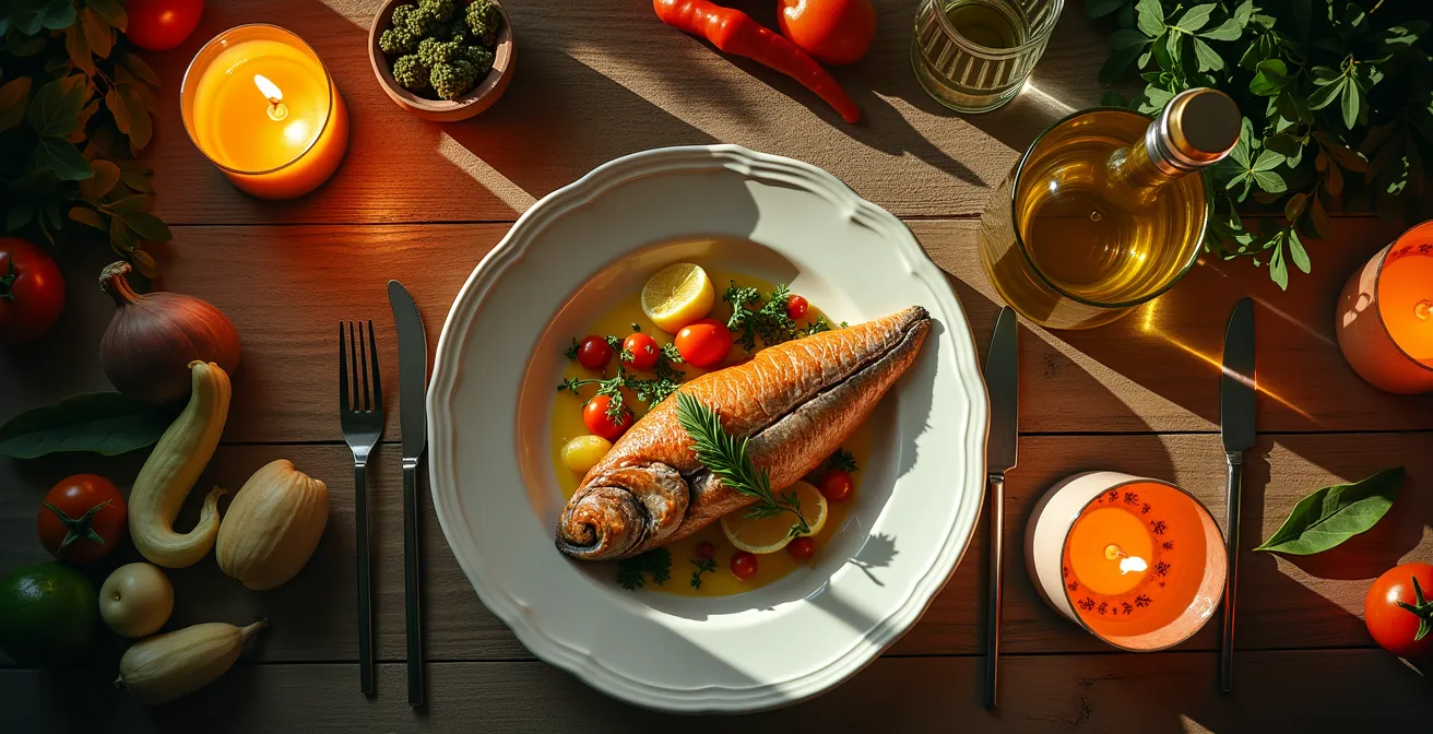 Famiglia italiana durante cena leggera serale con luce calda
