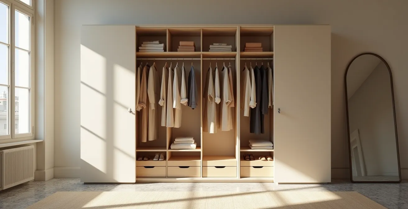 Sequenza minimalista di capi d'abbigliamento che rappresentano l'evoluzione dello stile personale