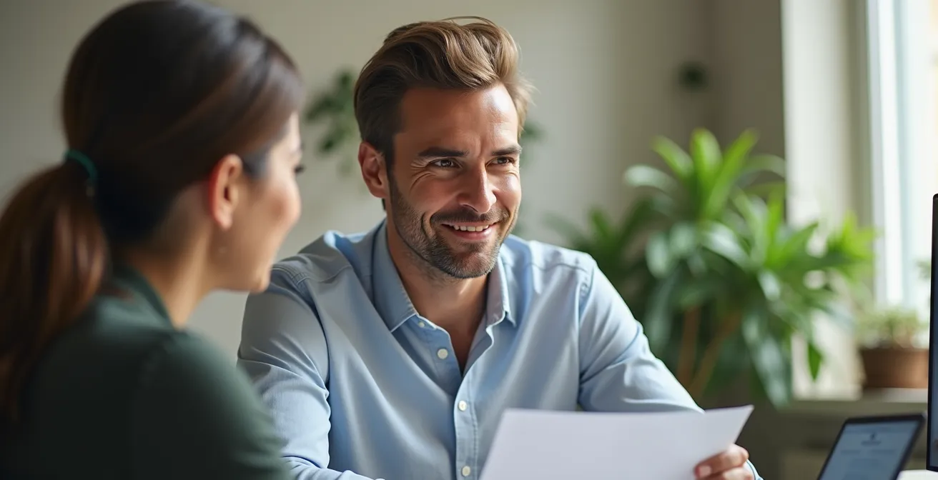 Professionista in ambiente di lavoro ibrido con strumenti digitali