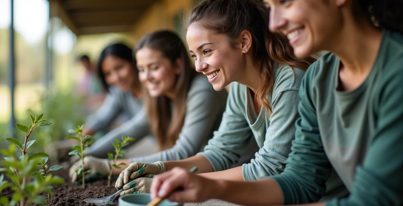 Gruppo di volontari che lavorano insieme su un progetto comunitario
